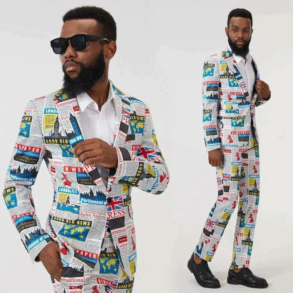 Autumn Graffiti Print Men's Suit Set - Affordable streetwear  from swagstreet wear - Just £131.99! Shop now at swagstreet wear