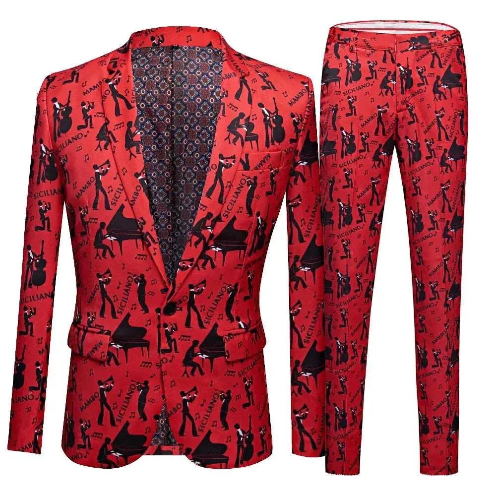 Autumn Graffiti Print Men's Suit Set - Affordable streetwear  from swagstreet wear - Just £131.99! Shop now at swagstreet wear