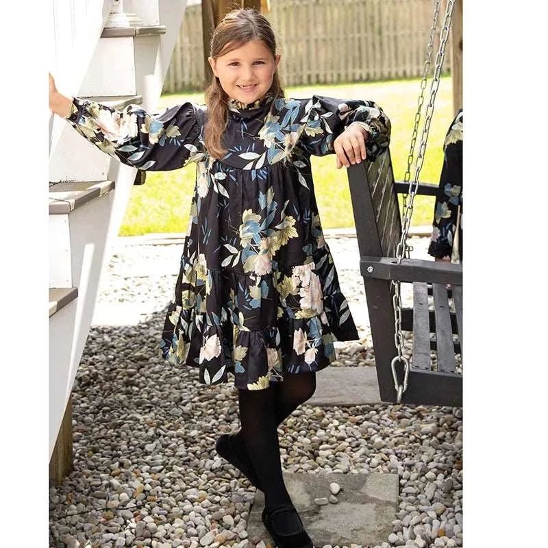 Blue Floral Satin Garden Dress Set for Girls - Sweet Kids Fashion Collection - Affordable streetwear  from swagstreet wear - Just £39.99! Shop now at swagstreet wear