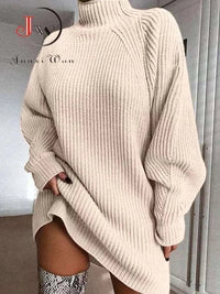 Thumbnail for Chic Knitted Turtleneck Dress - Affordable streetwear  from swagstreet wear - Just £37.99! Shop now at swagstreet wear