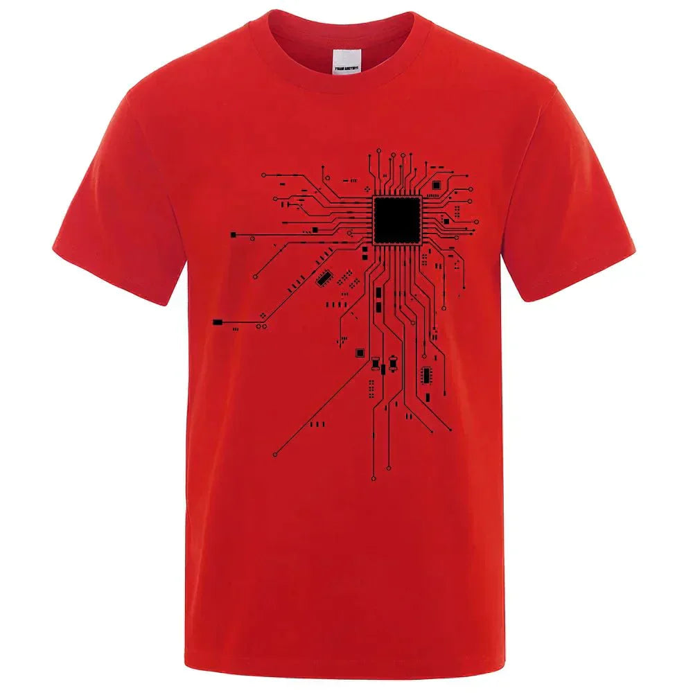 Circuit Diagram Print Cotton T-shirt - Men's Summer Fashion Tee - Affordable streetwear  from swagstreet wear - Just £17.99! Shop now at swagstreet wear