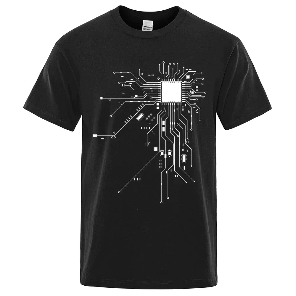 Circuit Diagram Print Cotton T-shirt - Men's Summer Fashion Tee - Affordable streetwear  from swagstreet wear - Just £19.99! Shop now at swagstreet wear
