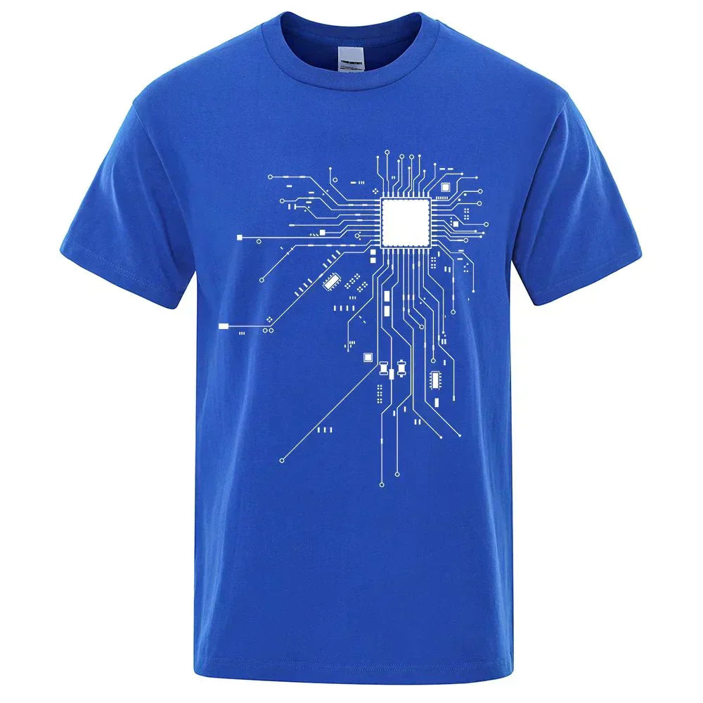 Circuit Diagram Print Cotton T-shirt - Men's Summer Fashion Tee - Affordable streetwear  from swagstreet wear - Just £19.99! Shop now at swagstreet wear