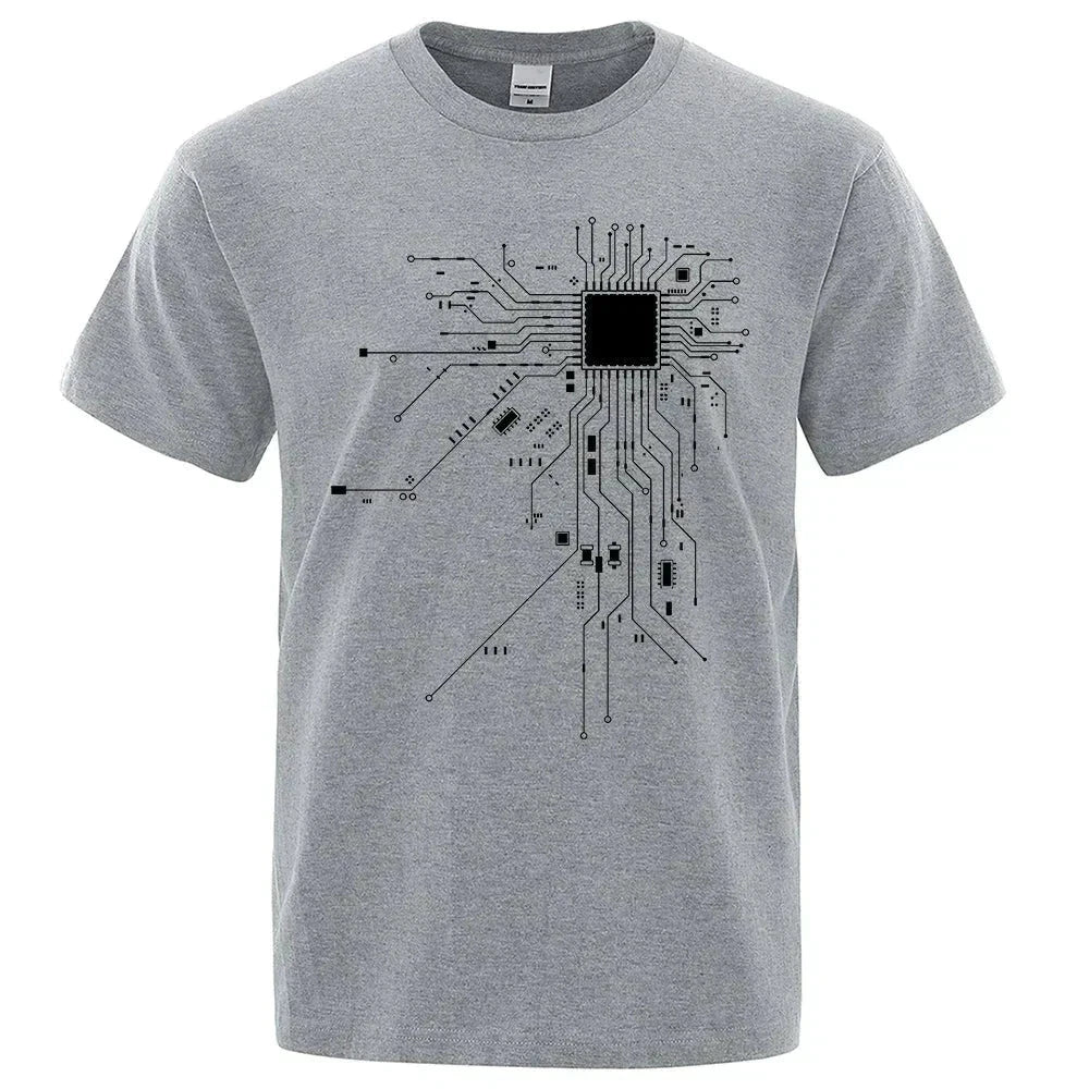Circuit Diagram Print Cotton T-shirt - Men's Summer Fashion Tee - Affordable streetwear  from swagstreet wear - Just £18.99! Shop now at swagstreet wear