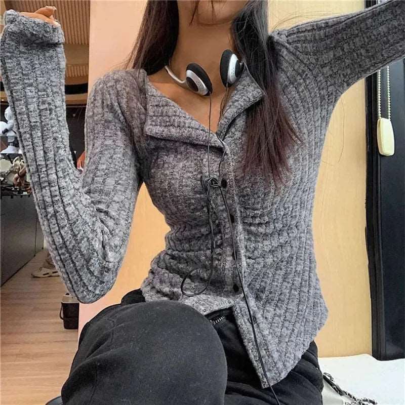 Cozy V-Neck Knit Cardigan: The Ultimate Autumn Essential! - Affordable streetwear  from swagstreet wear - Just £9.99! Shop now at swagstreet wear