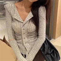 Thumbnail for Cozy V-Neck Knit Cardigan: The Ultimate Autumn Essential! - Affordable streetwear  from swagstreet wear - Just £9.99! Shop now at swagstreet wear