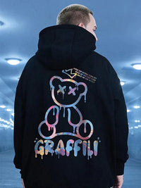 Thumbnail for Graffiti Bear Print Men's Fleece Hoodie - Retro Autumn Casual Style - Affordable streetwear  from swagstreet wear - Just £28.99! Shop now at swagstreet wear