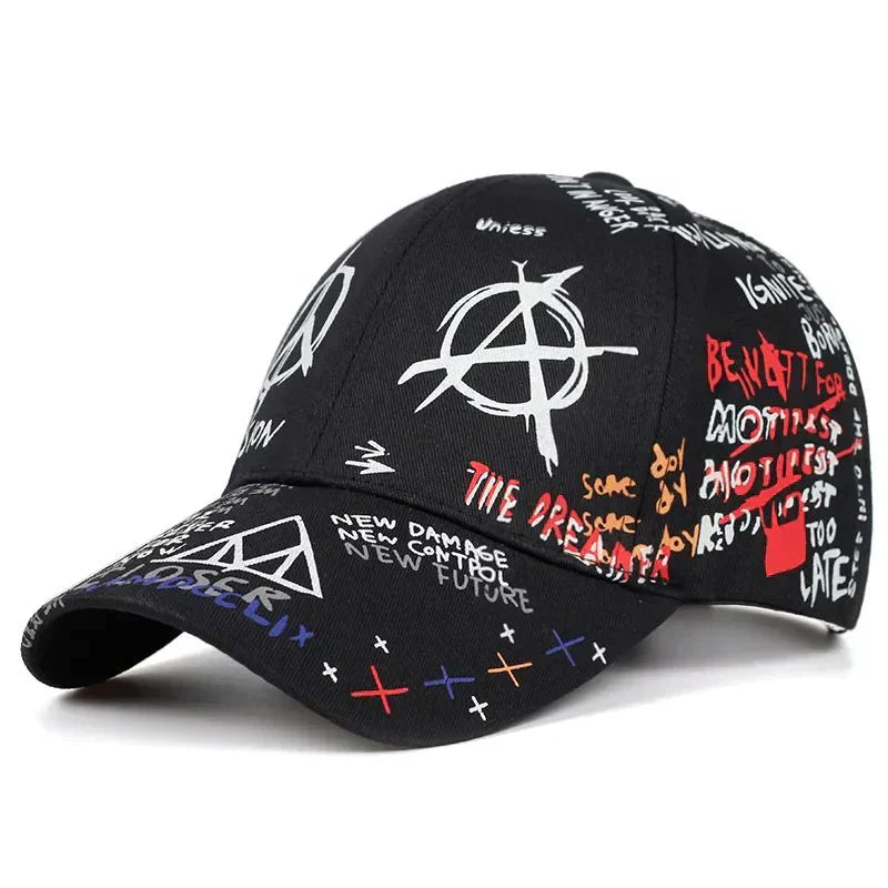 Graffiti Print Cotton Baseball Cap - Unisex Fashion Hat - Affordable streetwear  from swagstreet wear - Just £14.99! Shop now at swagstreet wear