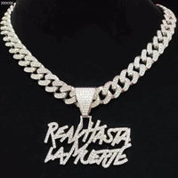 Thumbnail for Iced Out Letter Pendant Necklace with Cuban Chain - Hip Hop Fashion Jewelry - Affordable streetwear  from swagstreet wear - Just £12.99! Shop now at swagstreet wear