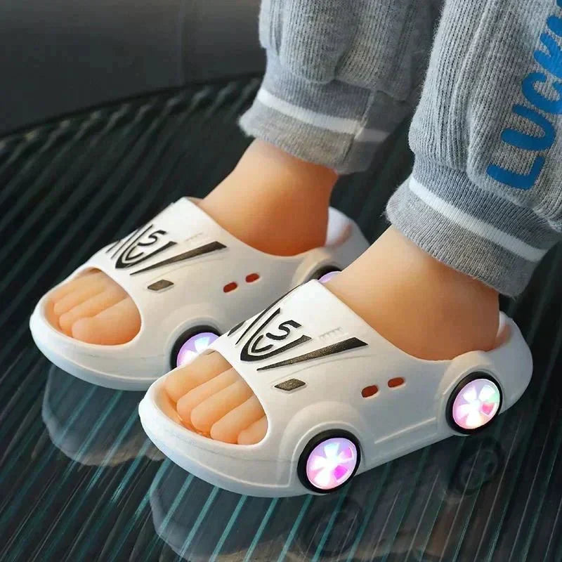Kids Luminous Cartoon Car LED Slippers 🌟 - Affordable streetwear  from swagstreet wear - Just £14.99! Shop now at swagstreet wear