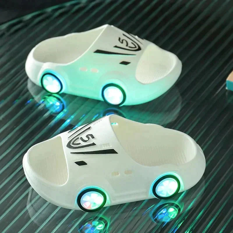 Kids Luminous Cartoon Car LED Slippers 🌟 - Affordable streetwear  from swagstreet wear - Just £13.99! Shop now at swagstreet wear
