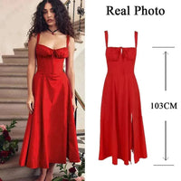 Thumbnail for Lace-Up Flare Midi Dress - Affordable streetwear  from swagstreet wear - Just £60.99! Shop now at swagstreet wear