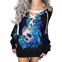 Thumbnail for Skull Rose Gothic Dress - Affordable streetwear  from swagstreet wear - Just £29.99! Shop now at swagstreet wear