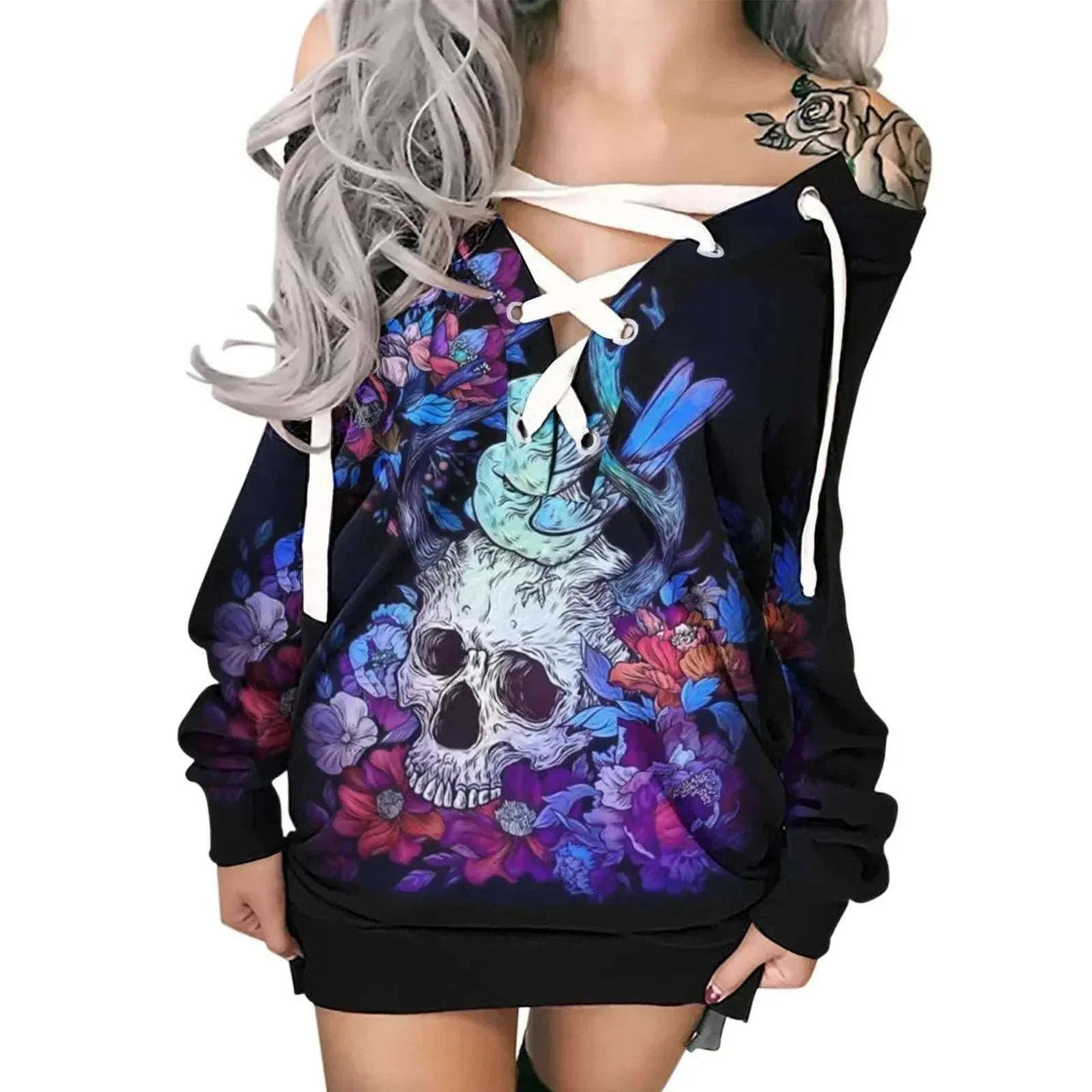 Skull Rose Gothic Dress - Affordable streetwear  from swagstreet wear - Just £29.99! Shop now at swagstreet wear