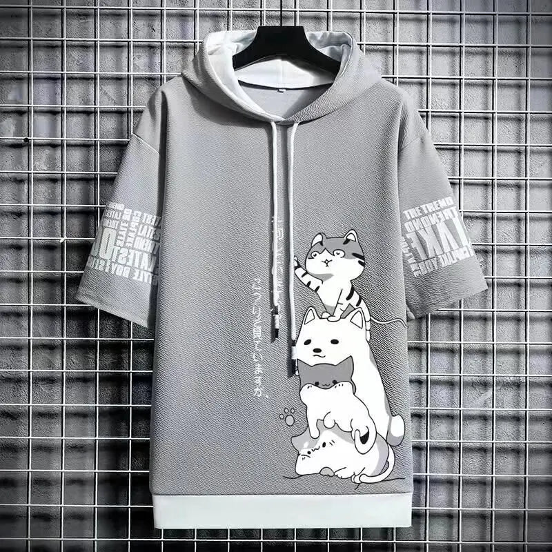 "Summertime Sophistication: The Exquisite Men's Hooded Top with Harajuku Streetwear Print" - Affordable streetwear  from swagstreet wear - Just £17.99! Shop now at swagstreet wear