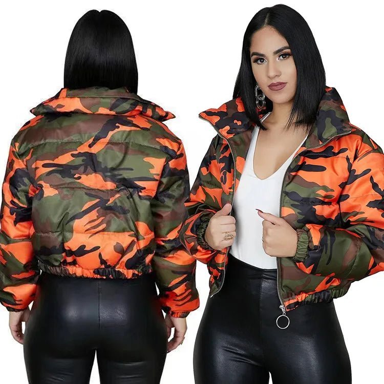 Winter Camo Zip-Up Parka: Stylish and Warm Coat for Women - Affordable streetwear  from swagstreet wear - Just £55.99! Shop now at swagstreet wear