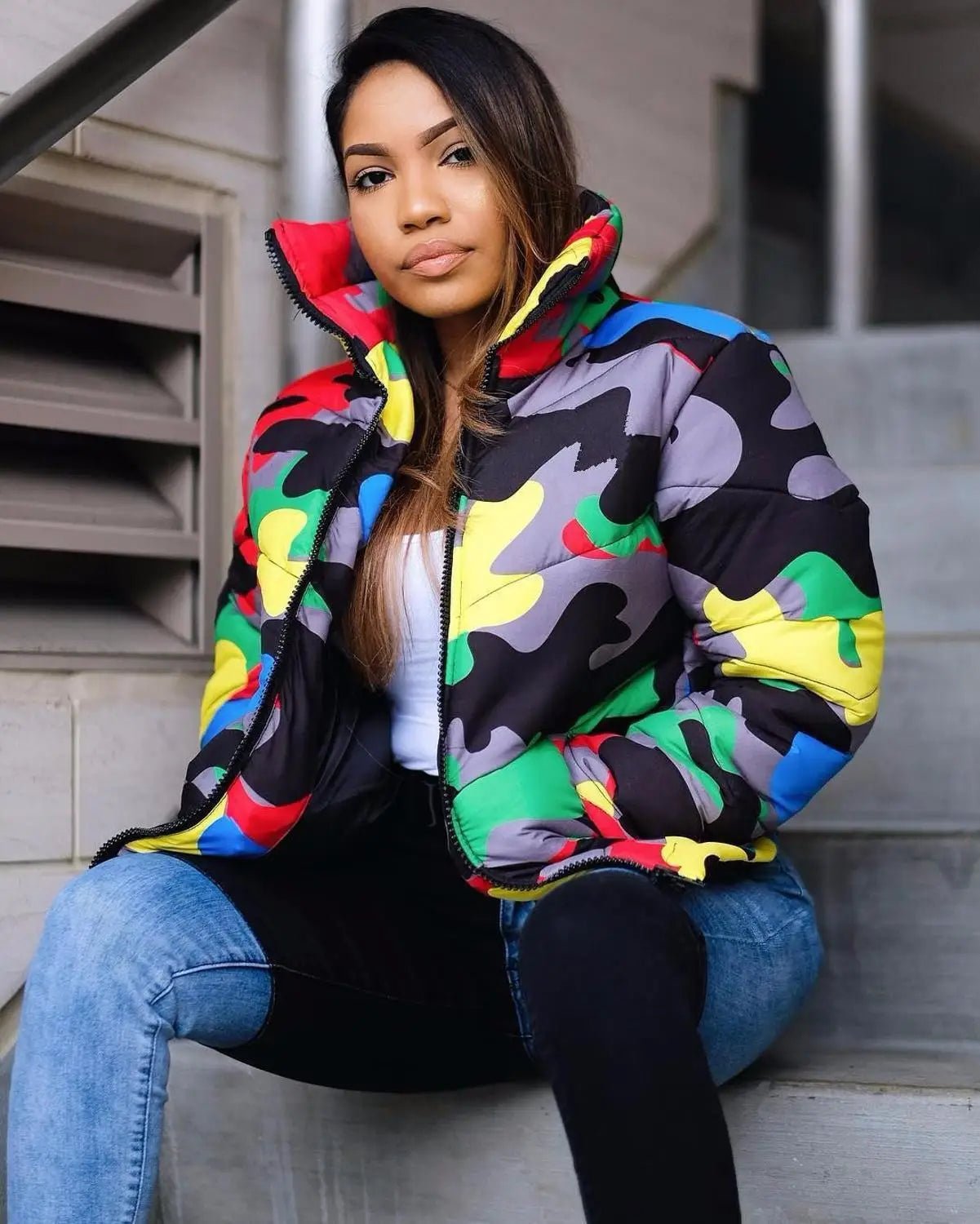 Winter Camo Zip-Up Parka: Stylish and Warm Coat for Women - Affordable streetwear  from swagstreet wear - Just £55.99! Shop now at swagstreet wear