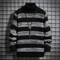 Thumbnail for Winter Chic: Striped Slim Fit Turtleneck Sweater - Affordable streetwear  from swagstreet wear - Just £33.99! Shop now at swagstreet wear
